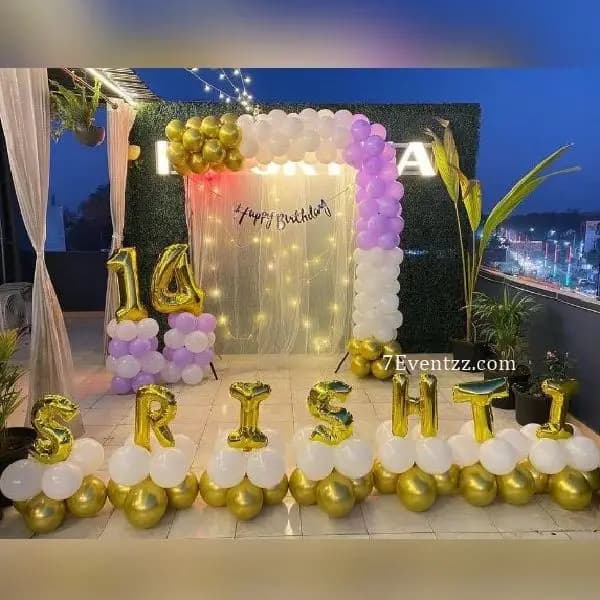 Terrace Birthday Balloon Setup