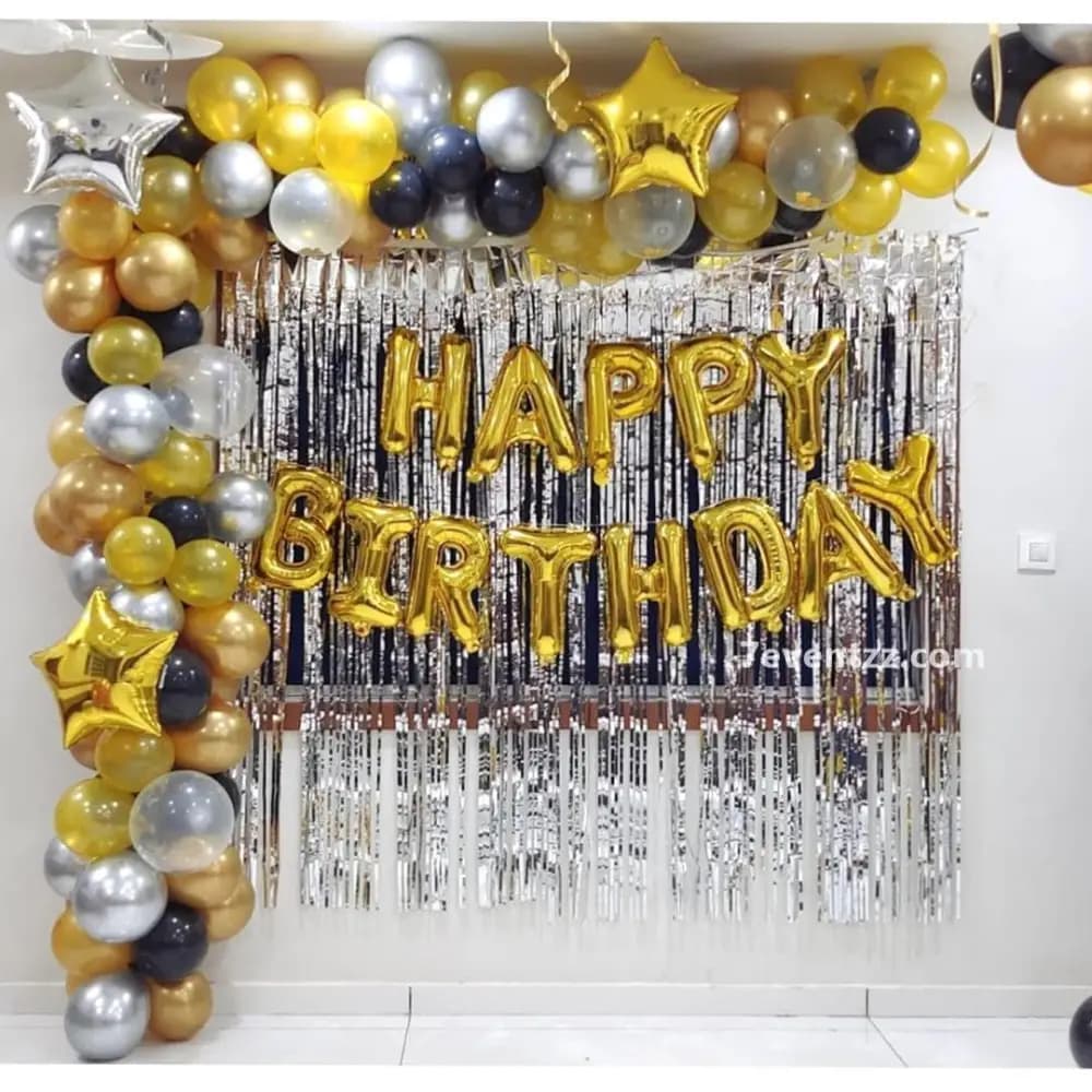 Gold Black Balloon Arch — 7eventzz decoration