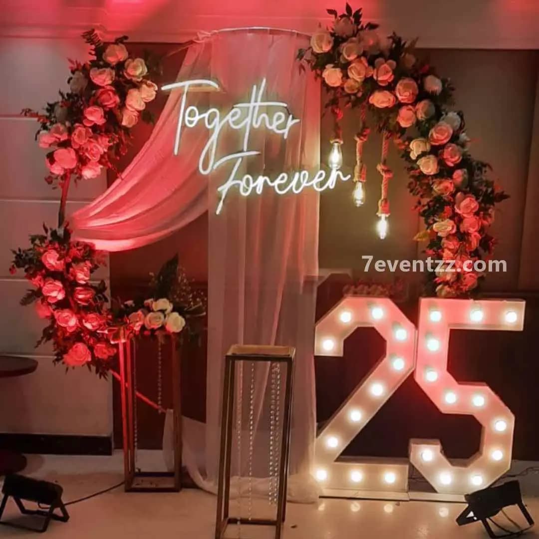 25th Flower Backdrop Decor