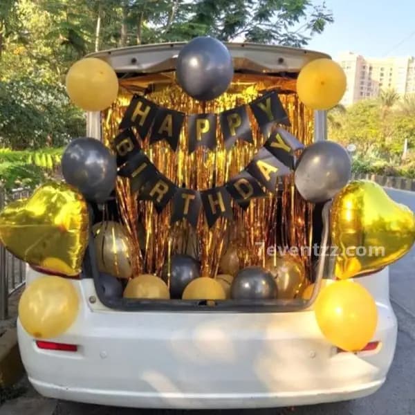 Black Gold Birthday Car Decoration	 — 7eventzz decoration