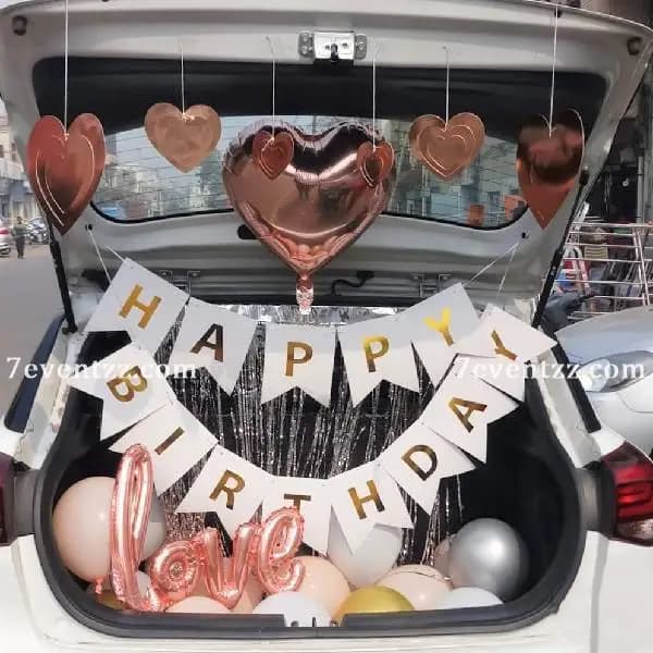 Classy and sophisticated birthday car boot balloon decoration