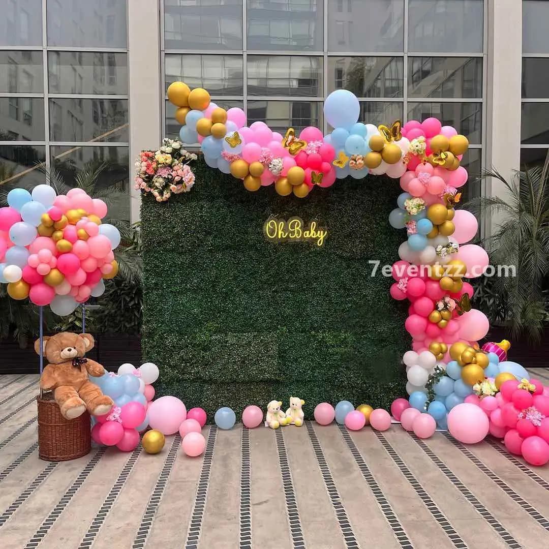 Oh Baby Green Backdrop Setup — 7eventzz decoration