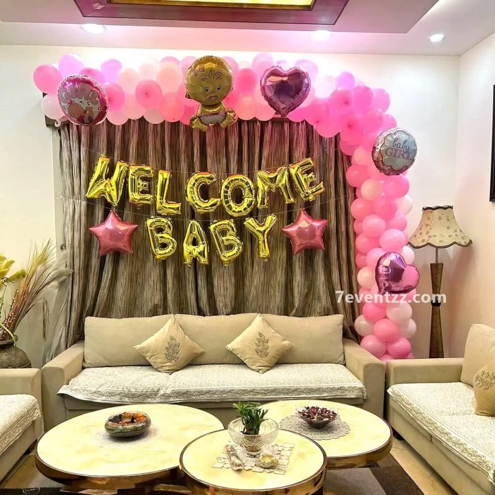 Pink White Balloon Decoration — 7eventzz decoration