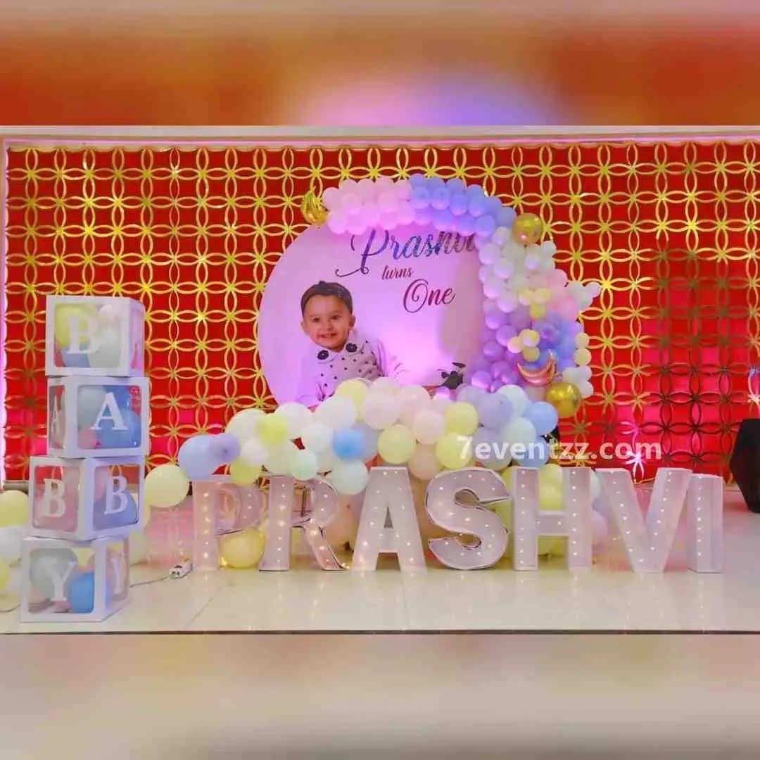 Customized photo backdrop for birthday or event stage with personalized printing