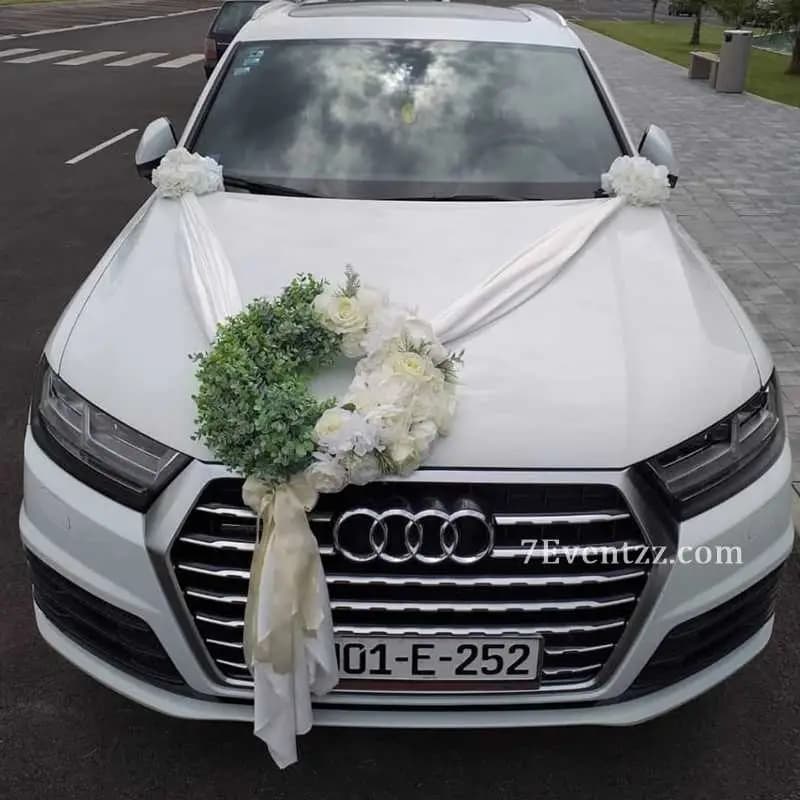 White Car Decoration For Wedding — 7eventzz decoration
