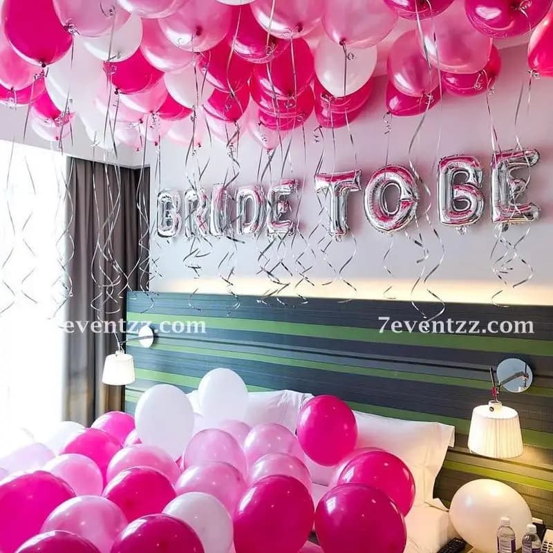 Spinster party decoration with fun bachelorette-themed balloons