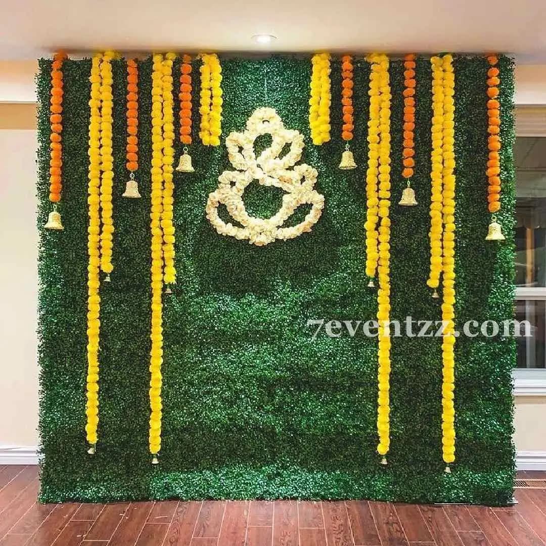 Haldi Green Backdrop Decor — 7eventzz decoration