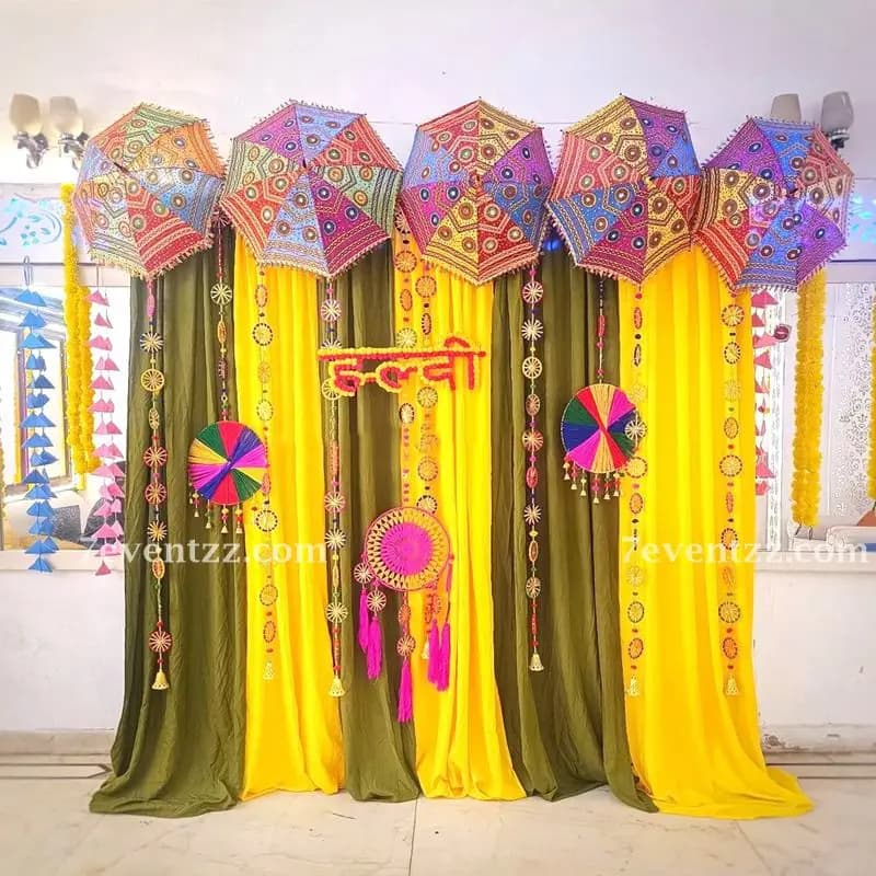 Colorful Haldi Backdrop — 7eventzz decoration