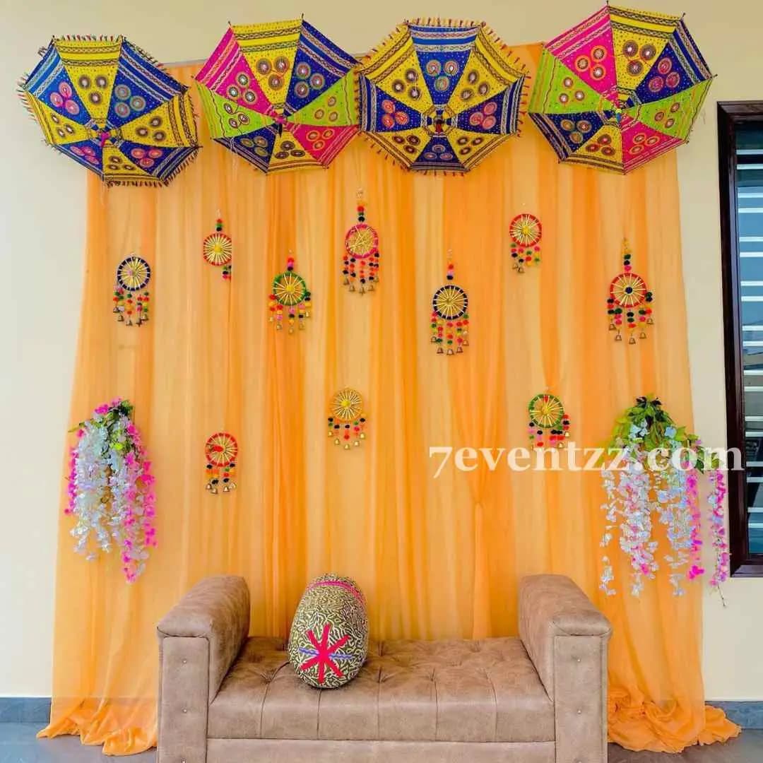 Simple Indoor Haldi Backdrop — 7eventzz decoration