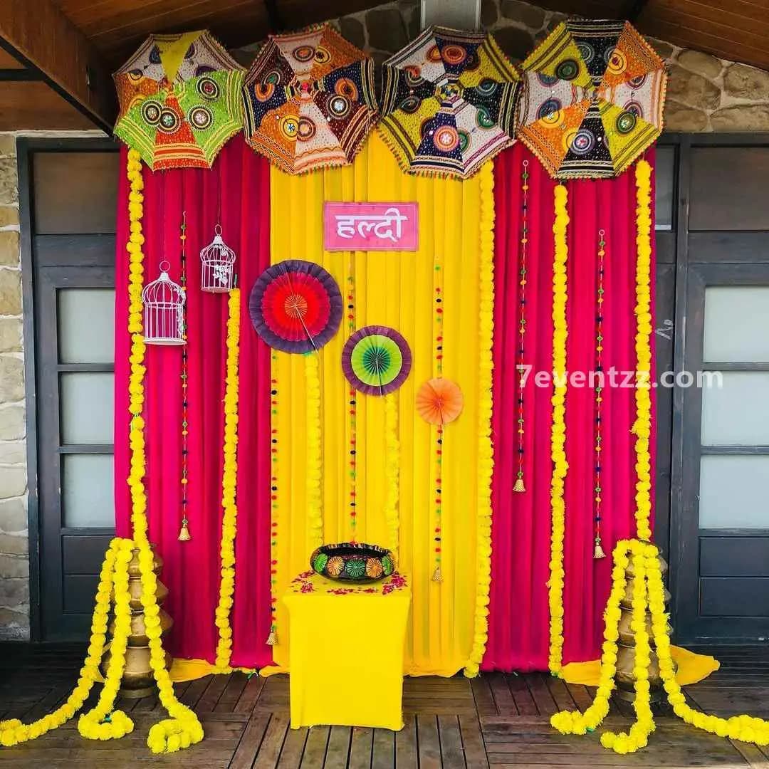 Backdrop Haldi Cloth Decoration