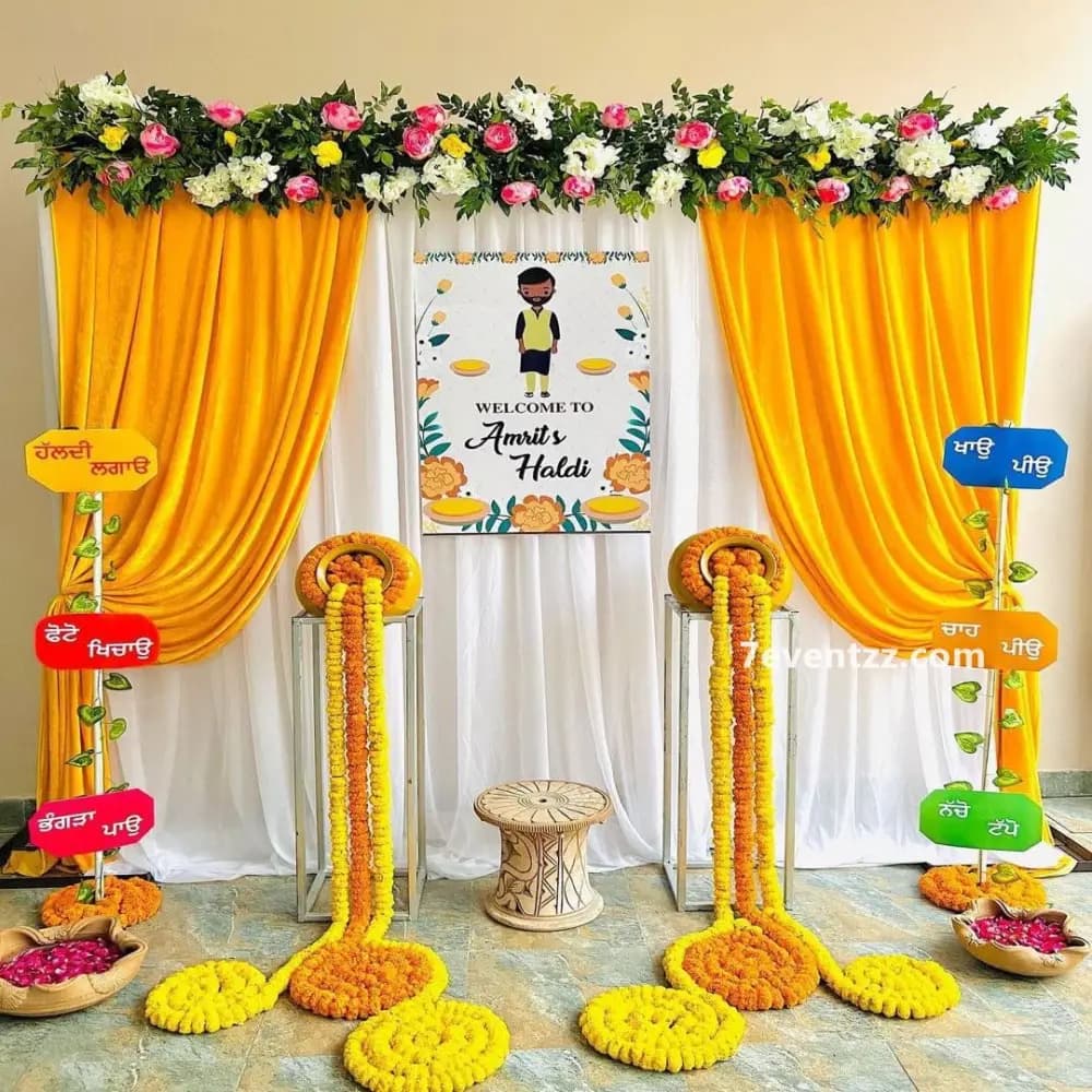 Flower and Tassel Haldi — 7eventzz decoration