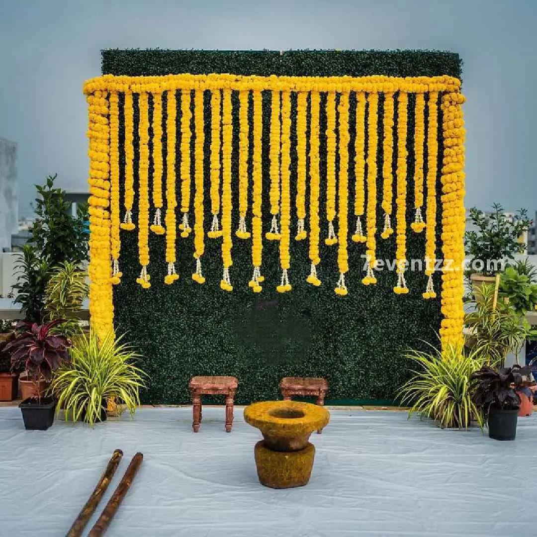 Hanging Flower Haldi Decor — 7eventzz decoration