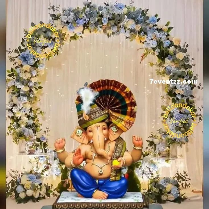 Vibrant background decoration for Ganpati festival at home