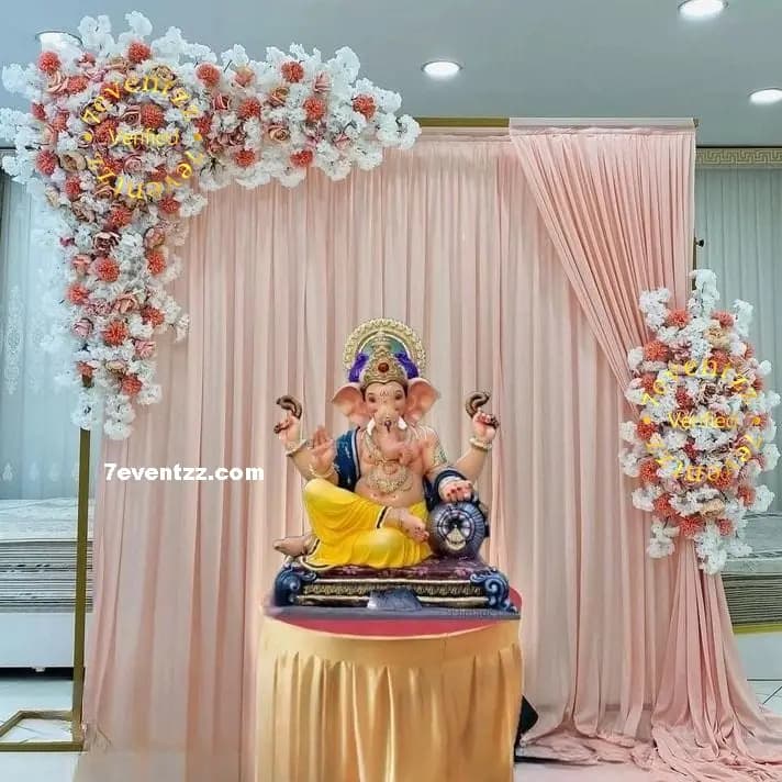 Pastel Theme Ganpati Setup