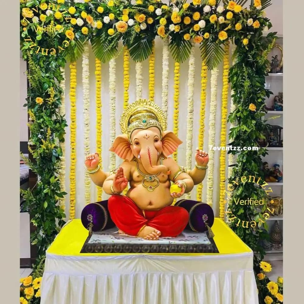 Floral Background Setup for Bappa — 7eventzz decoration