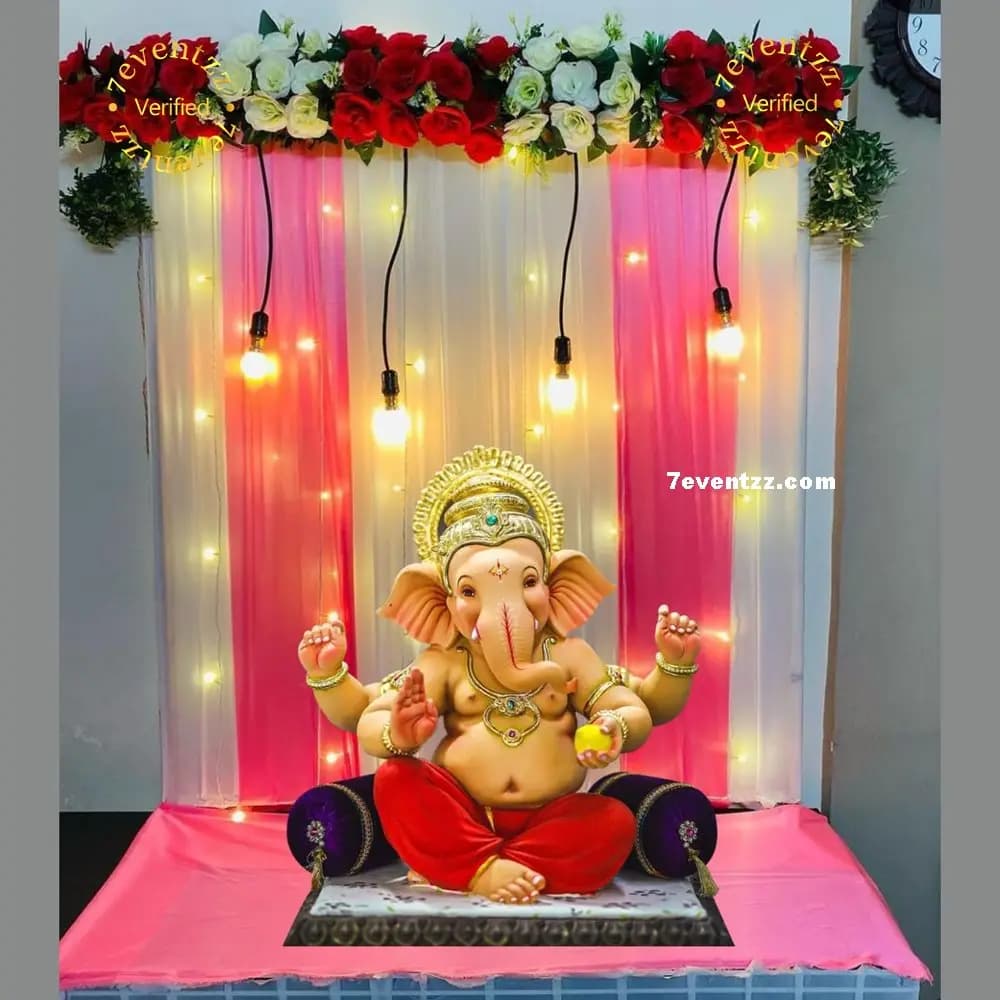 Ganesh Chaturthi Simple Setup — 7eventzz decoration