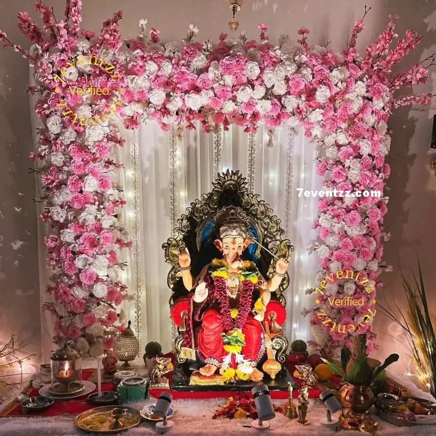 Ganesh Chaturthi Mandap Setup — 7eventzz decoration