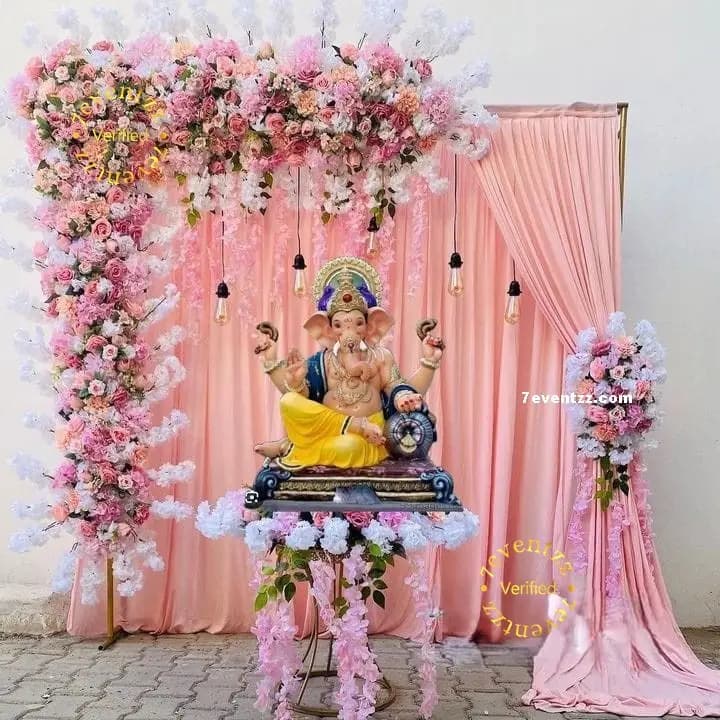 Pastel Mandap Setup for Ganesh Chaturthi — 7eventzz decoration