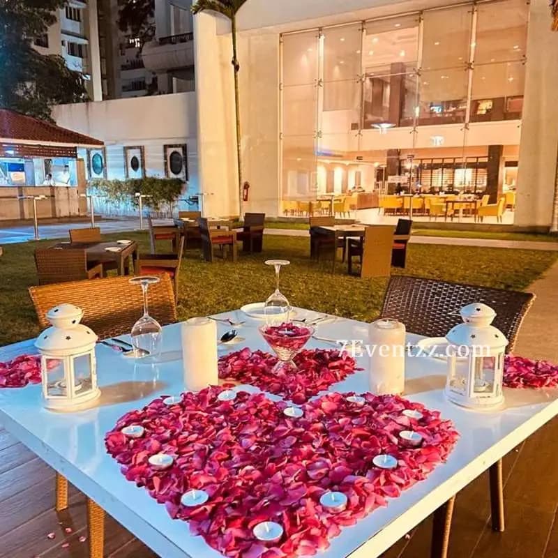 Outdoor Romantic Dinner Setup — 7eventzz decoration