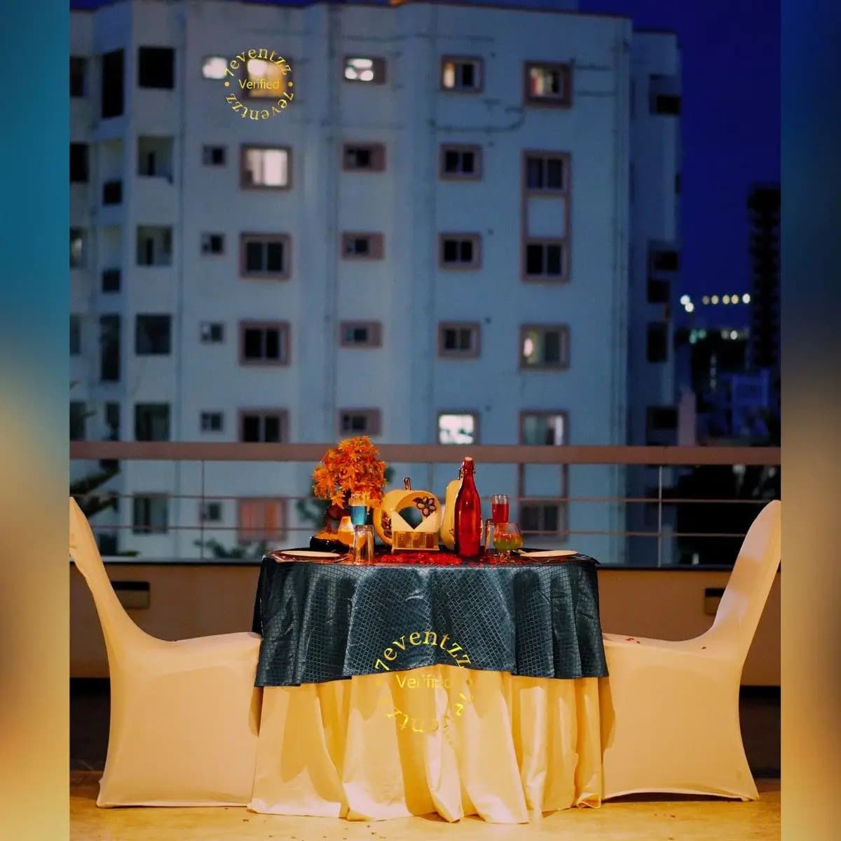 Open Terrace Candle Light Dinner Setup — 7eventzz decoration