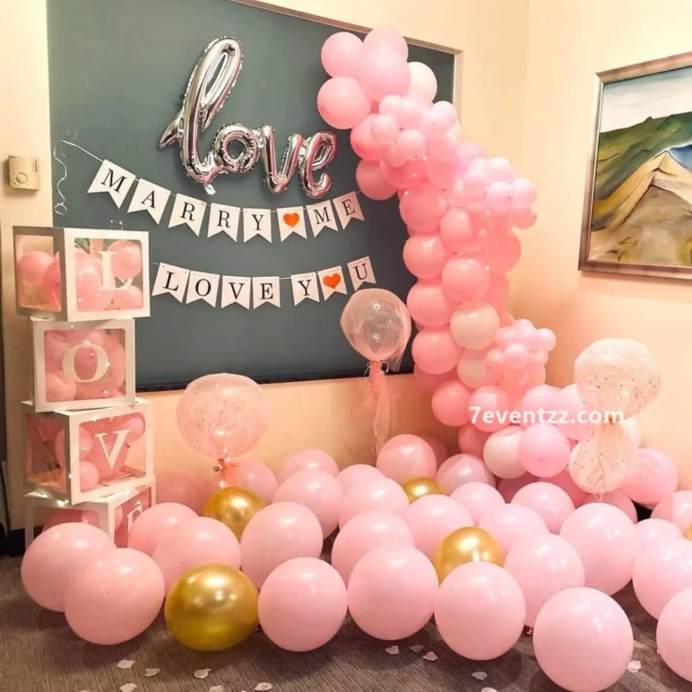 Pink Proposal Hall Setup — 7eventzz decoration