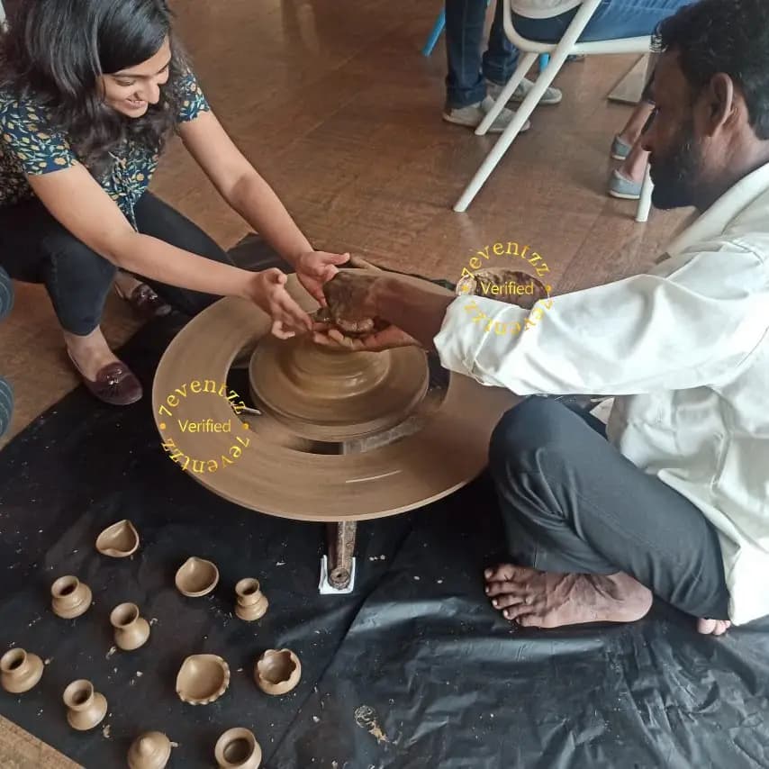 Children doing pottery pot making activity at a birthday party