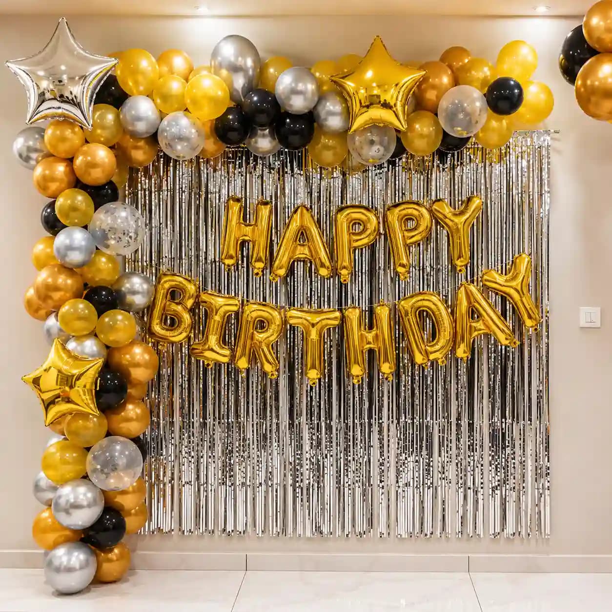 Gold Black Balloon Arch — 7eventzz decoration