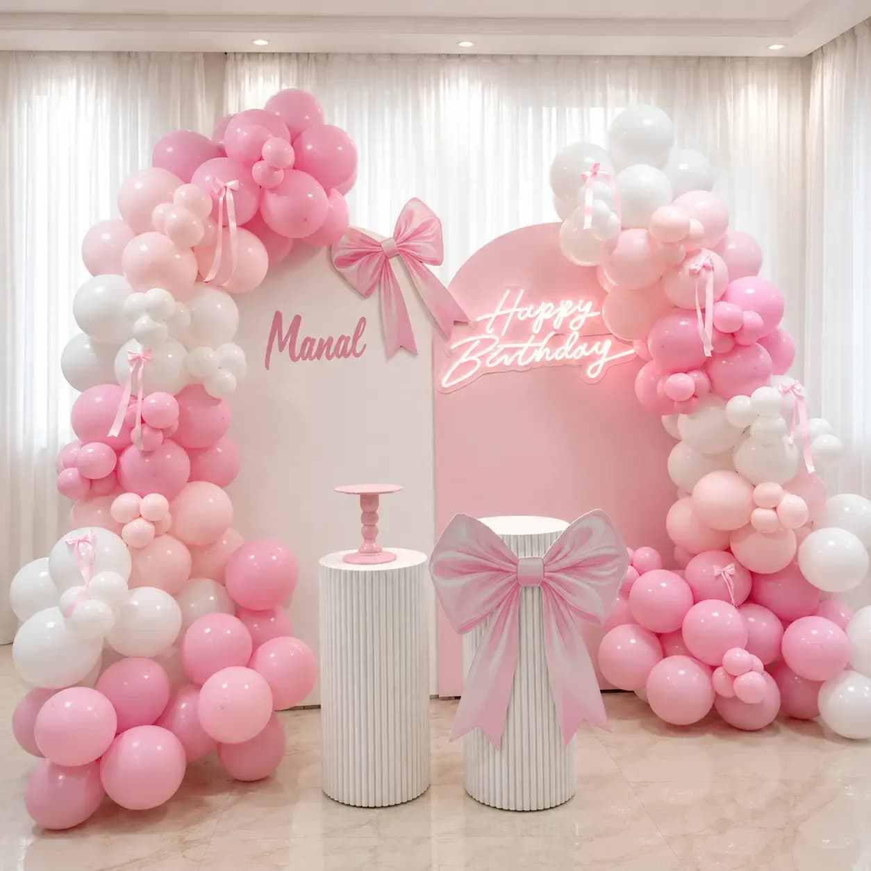 Pink Personalized Birthday Decor — 7eventzz decoration