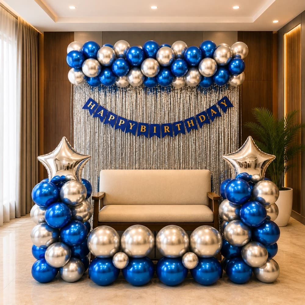 Simple Blue and Silver Balloons Decoration — 7eventzz decoration