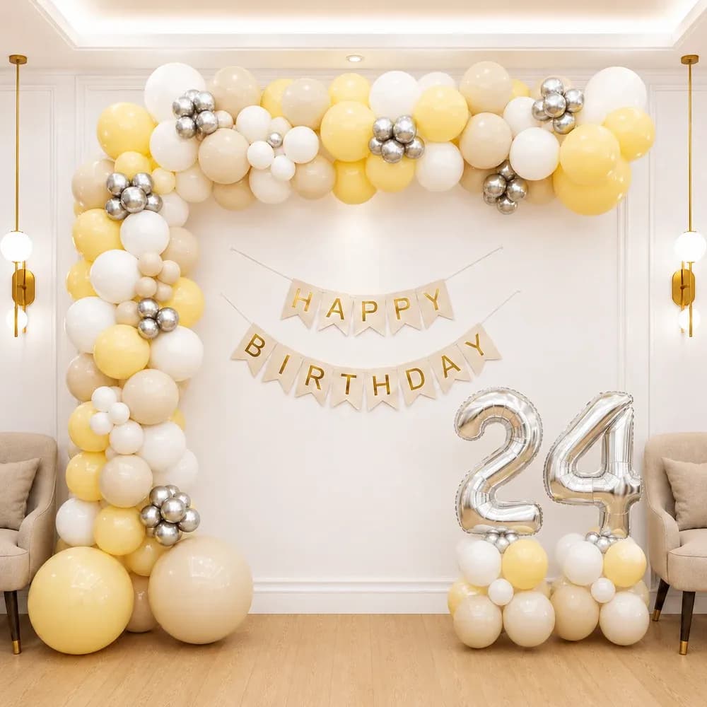 Minimalist Birthday Decoration with Pastel Balloons — 7eventzz decoration