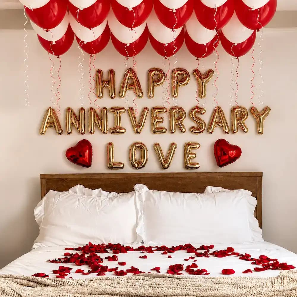 Romantic Happy Anniversary Room Decoration — 7eventzz decoration