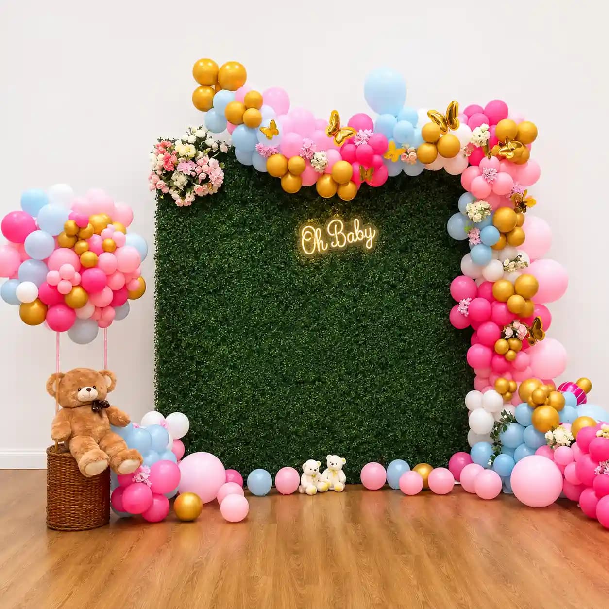 Oh Baby Green Backdrop Setup