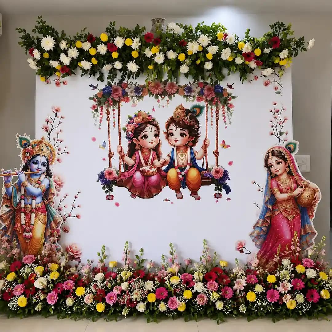 Krishna Radha  Theme Backdrop For Baby Shower — 7eventzz decoration