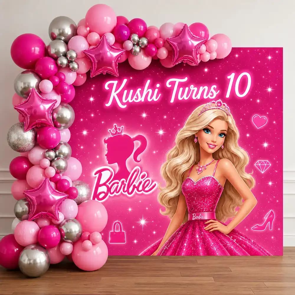Barbie Birthday Backdrop Decoration for Kids
