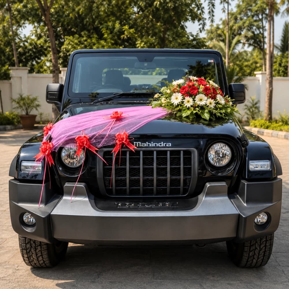 Ribbon Wedding Car Decoration — 7eventzz decoration