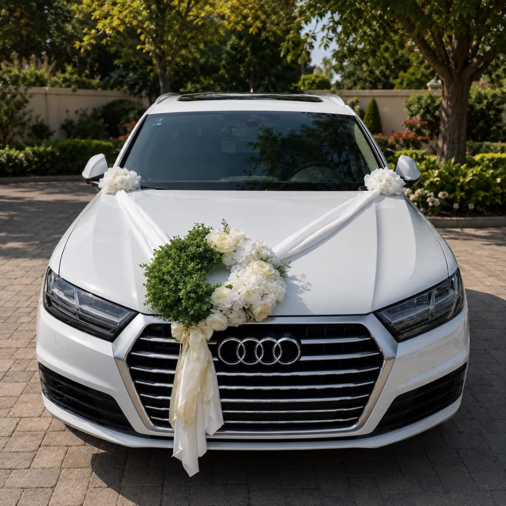 White Car Decoration For Wedding — 7eventzz decoration