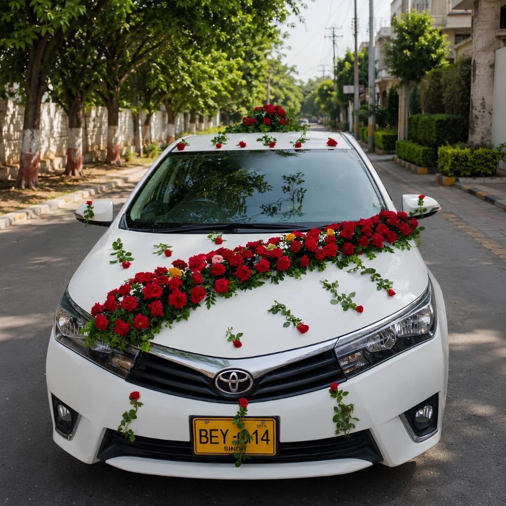Luxury Red Rose Wedding Car Decoration — 7eventzz decoration