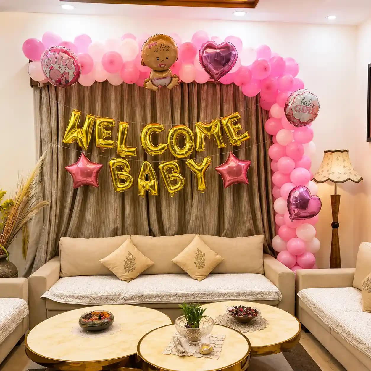 Pink White Balloon Decoration — 7eventzz decoration