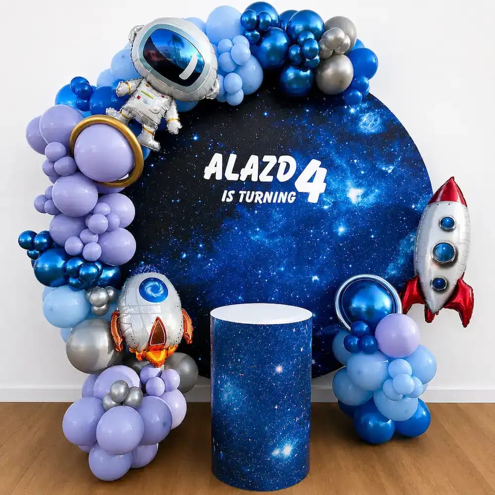 Space Theme Birthday Decoration with Blue Balloon Arch — 7eventzz decoration