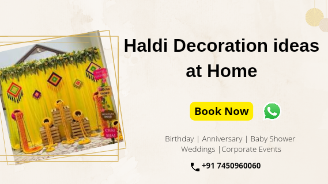 Haldi Decoration ideas with Background for Home celebration