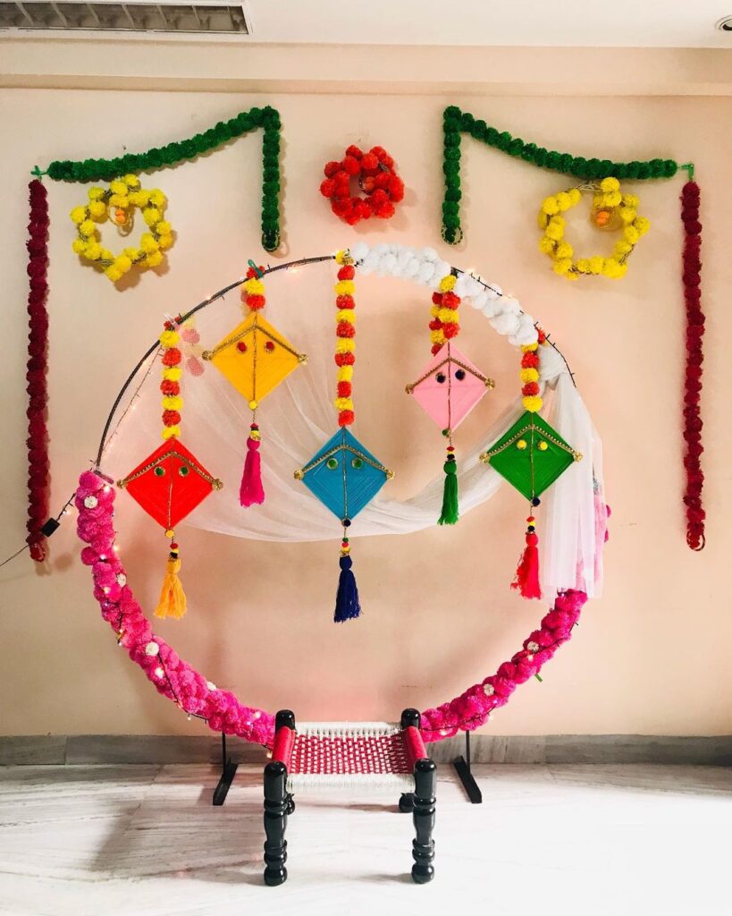 Backdrop Ganpati Decoration with Kites