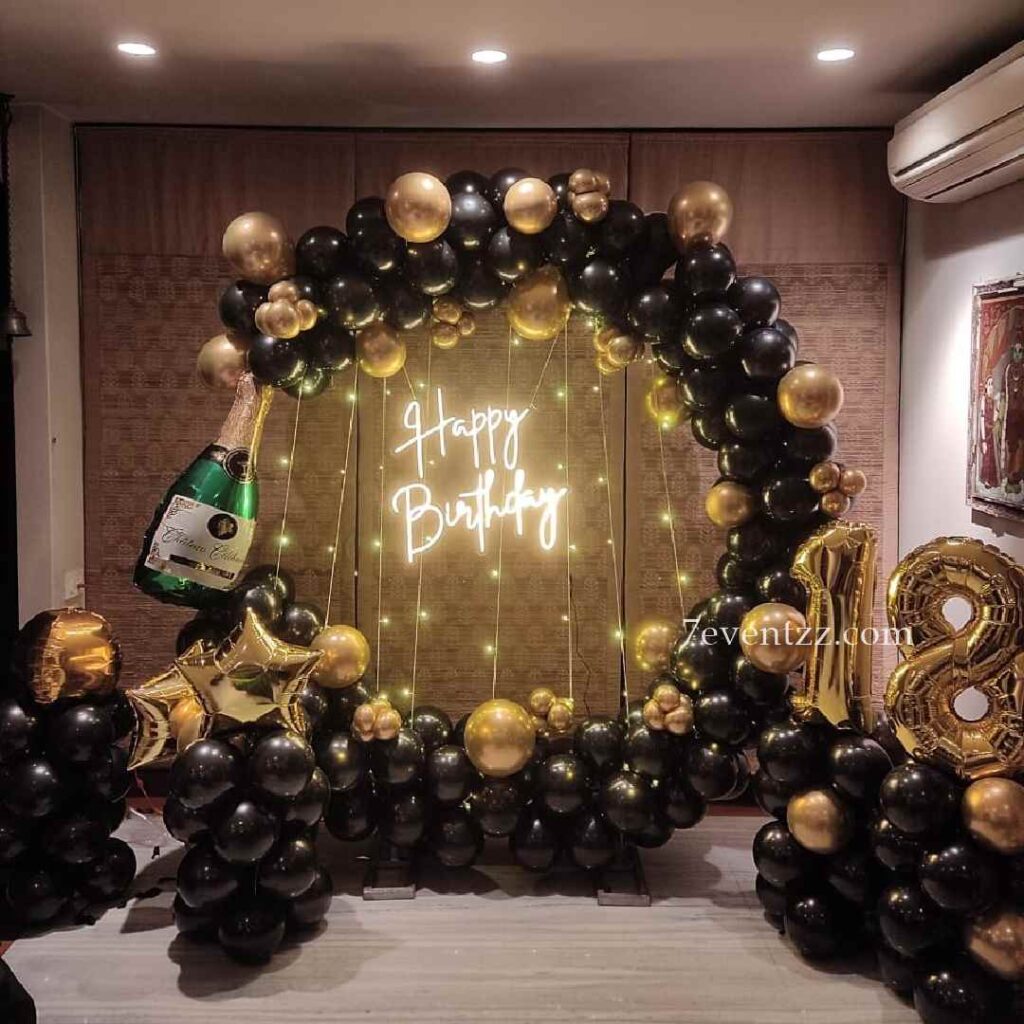 Black Golden Theme Balloon Decoration