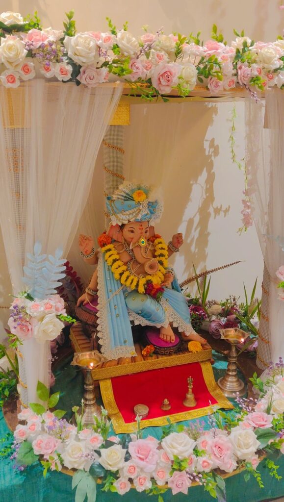 Ganpati Flower Decoration ideas with Artificial flowers