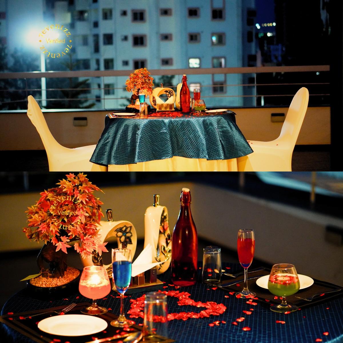 Open Terrace Candle Light Dinner Setup